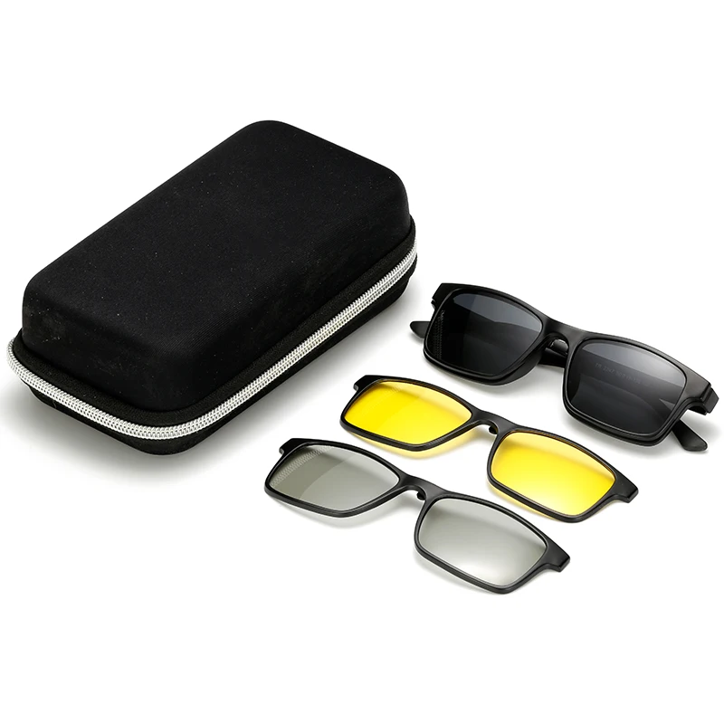 

DLC2247 TR90 Sunglasses Set with 3 Magnetic Polarized Night Vision 3D Clips on Glasses