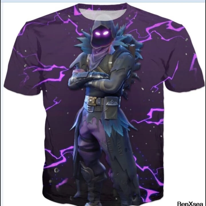 

3D Camisetas PURPLE LIGHTNING RAVEN T-SHIRT Printed Hip Hop Fashion Top Tees drop shipping, Custom design