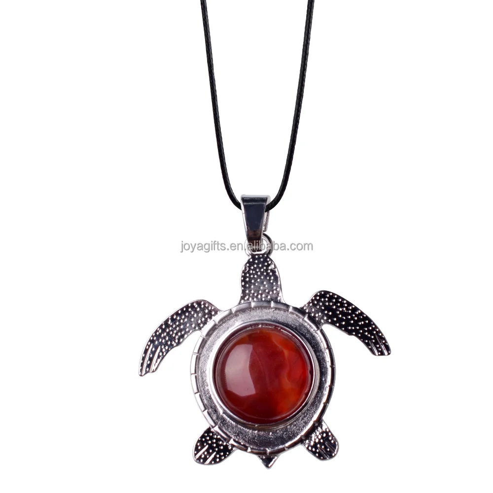 

Semi Precious Stones Turtle Tortoise Healing Pendant for Necklace Making Accessories, Colorful