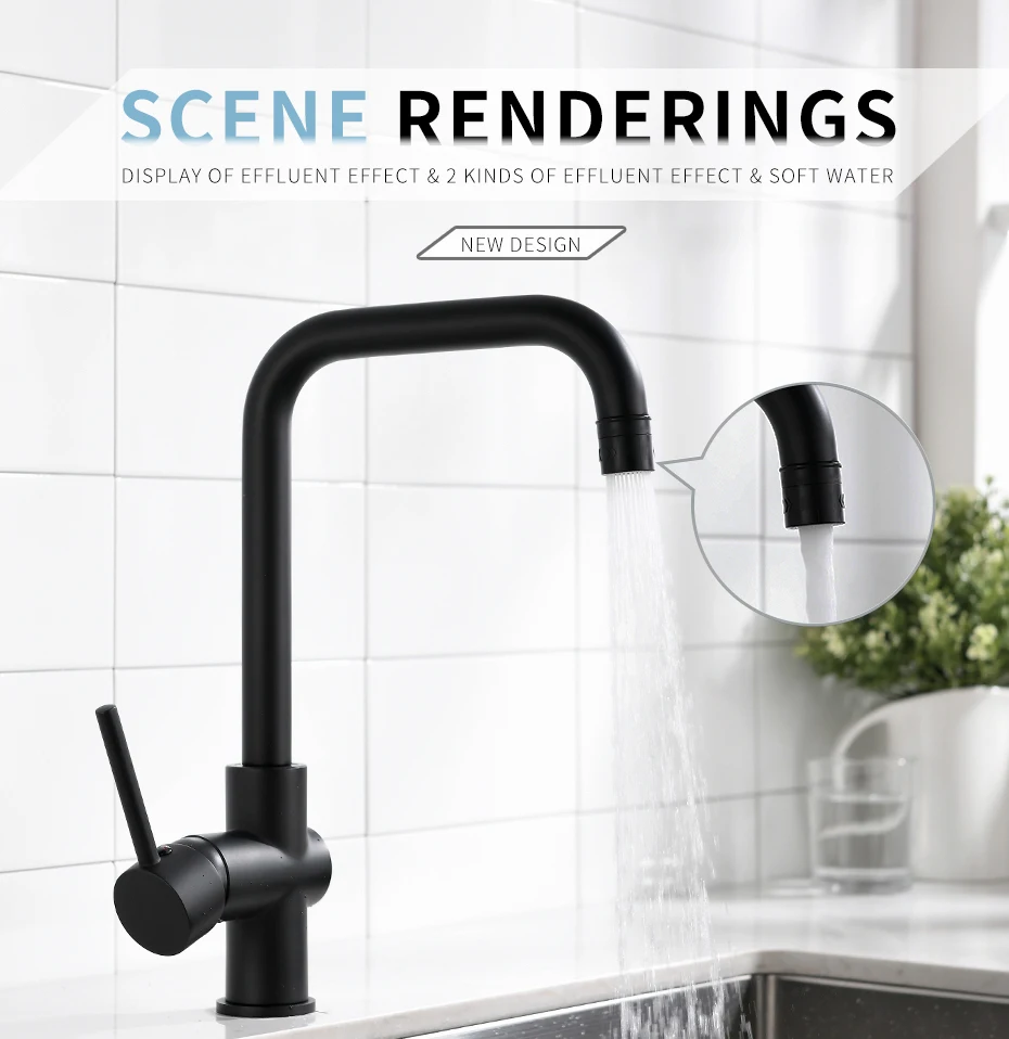 FAPULLY High quality Brass black faucets mixer taps single handle kitchen sink faucet