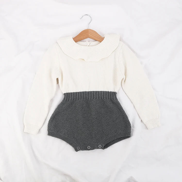 100% Cotton Newborn baby long sleeve  knitted romper custom sweater manufacturer