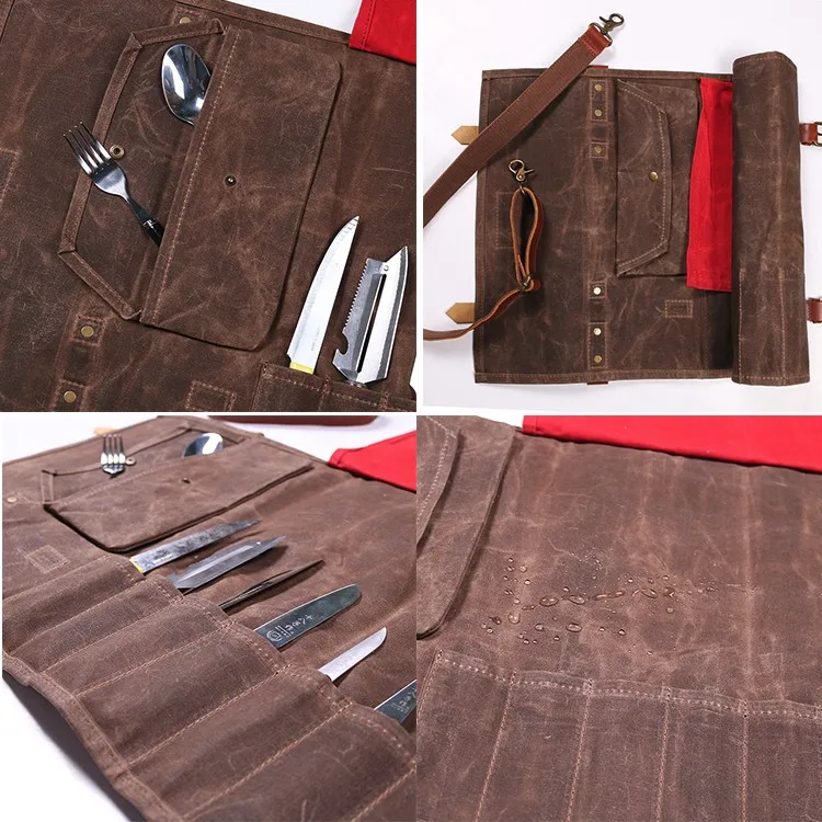 Waterproof Waxed Canvas 16 Inches Large Japanese Style 8 Pocket Knife