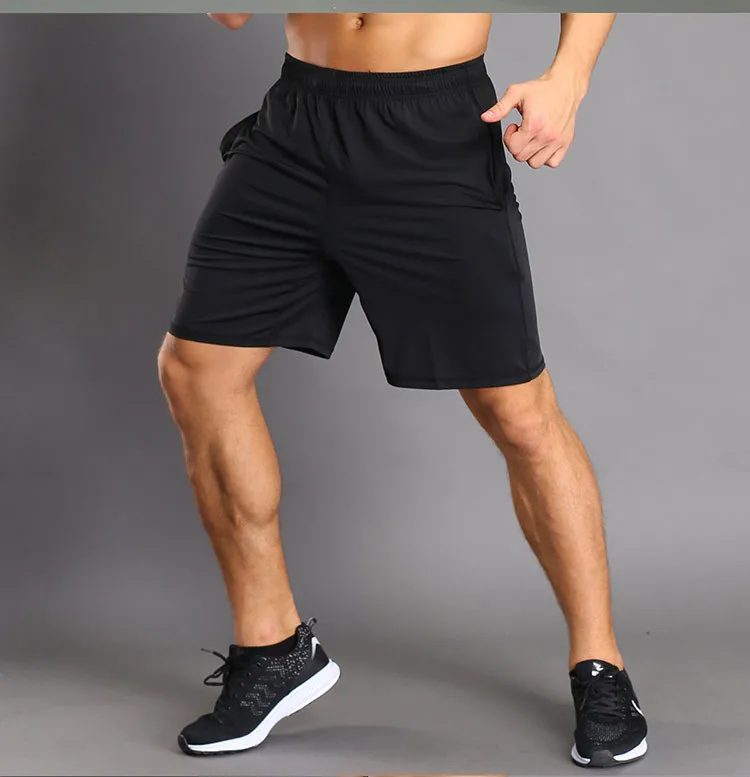 

Men's Sports Running Fitness Training Shorts Elasticated Strap Pocket Quick-drying Shorts, Black;gray