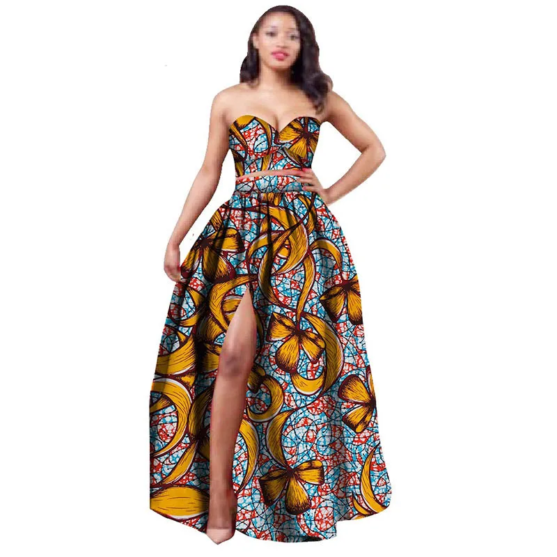 

2018 African Clothes Dashiki for Womens Plus Size Crop Top and Skirt Set WY506