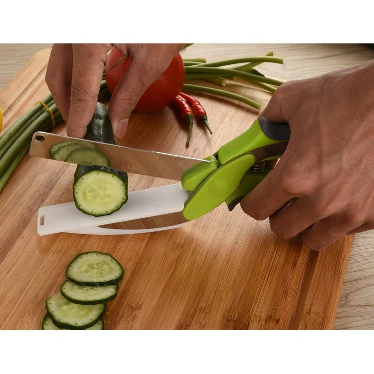 
Multifunction Fruit Vegetable Cutter Kitchenware 2-in-1 Scissors Knife Mini Cutting Board Clever Cutter Smart Cutter 