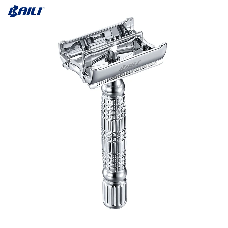 

Metal stainless steel double edged blade straight safety razor shaving travel set,long handed butterfly open cut throats razor