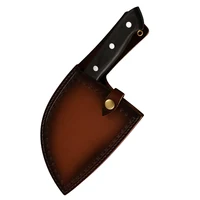 

Free Shipping Qing Kitchen Knives Full Tang Broad Powerful Heavy Chopper Carbon Steel Hand Forged Butcher Knife Set With Holster