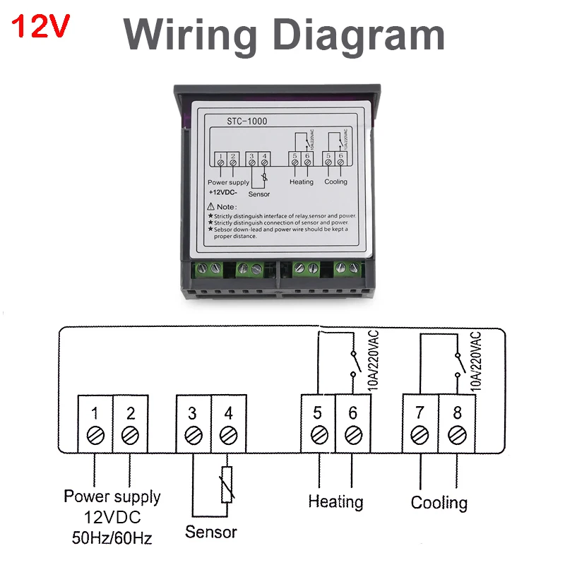 STC-1000 Two Relay Output Heater Cooler Temperature Controller Thermostat Incubator