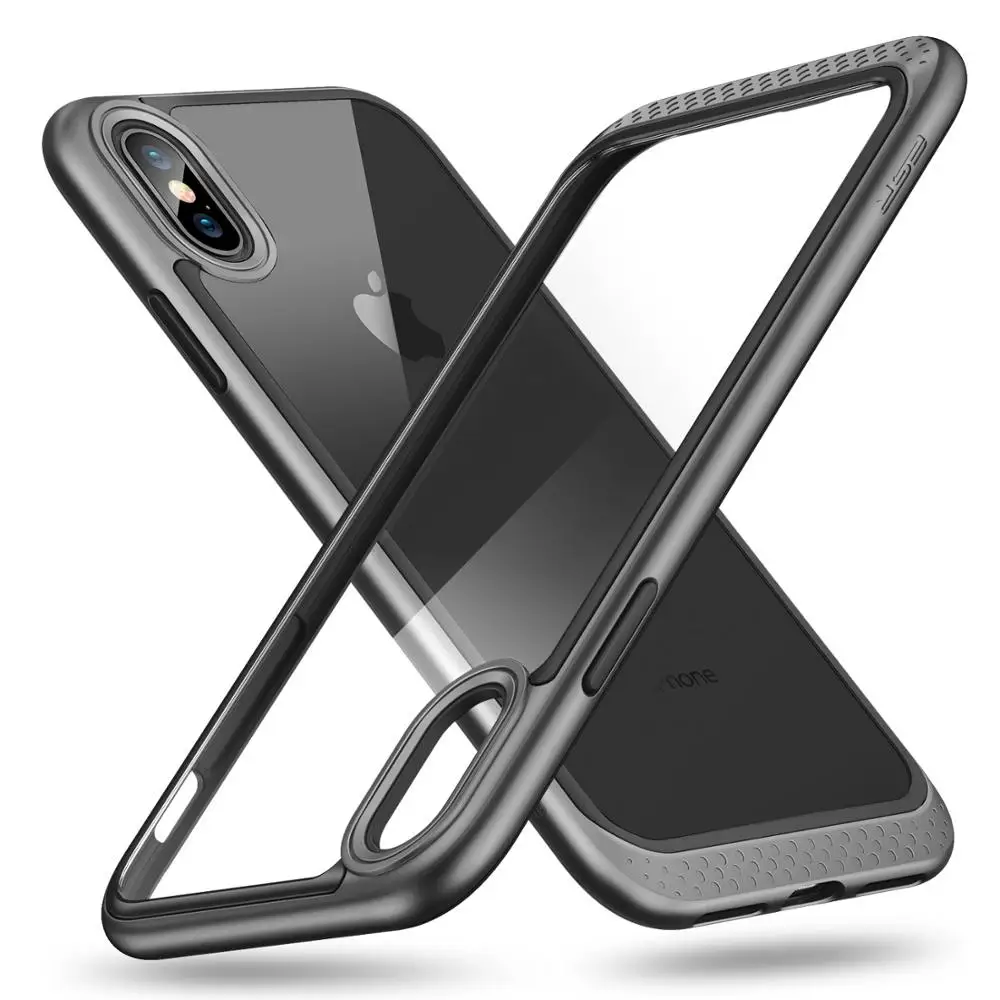 ESR phone Case Heavy Duty Armor with Flexible Inner Cushion Reinforced Camera Protection Glass-Back Safe case for iPhone x