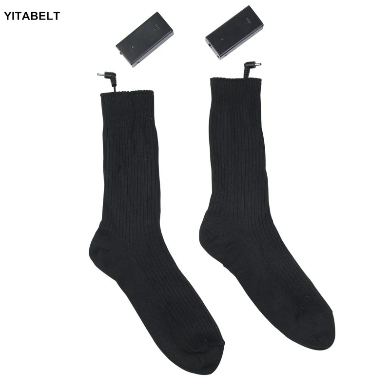 

3V Thermal Cotton Heated Socks Men Women Operated Winter Foot Warmer Electro-thermal Socks Outdoor Warming Socks, Black