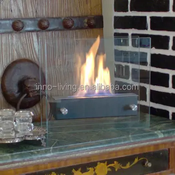 Inno Living Small Ethanol Fireplace Glass Chimney Mini Chiminea