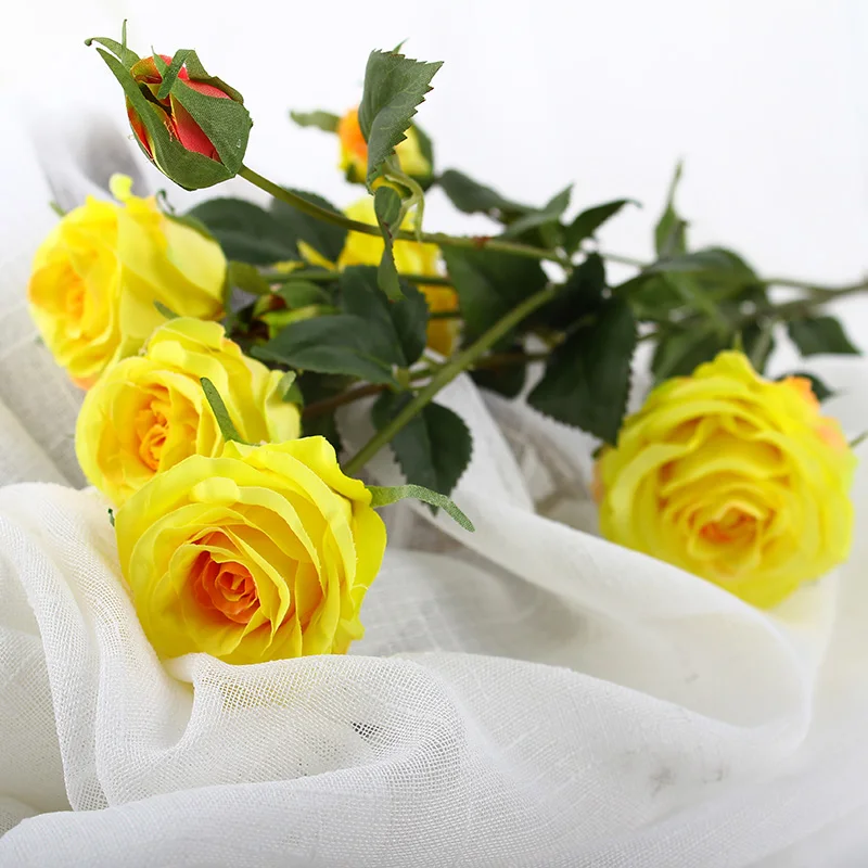 
7 cm Diameter Mini Rose Bouquet White Color Wedding Decoration Arrangement Artificial Silk Rose Flower Heads for Flower Wall 