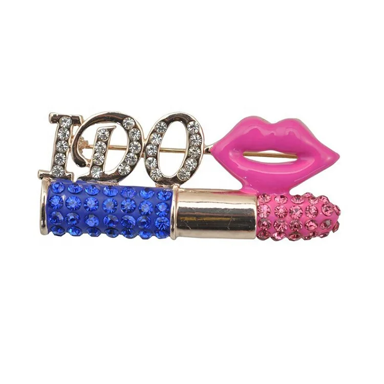 

Rhinestone Mouth lips Lipstick Brooch pin I DO Brooches, As picture