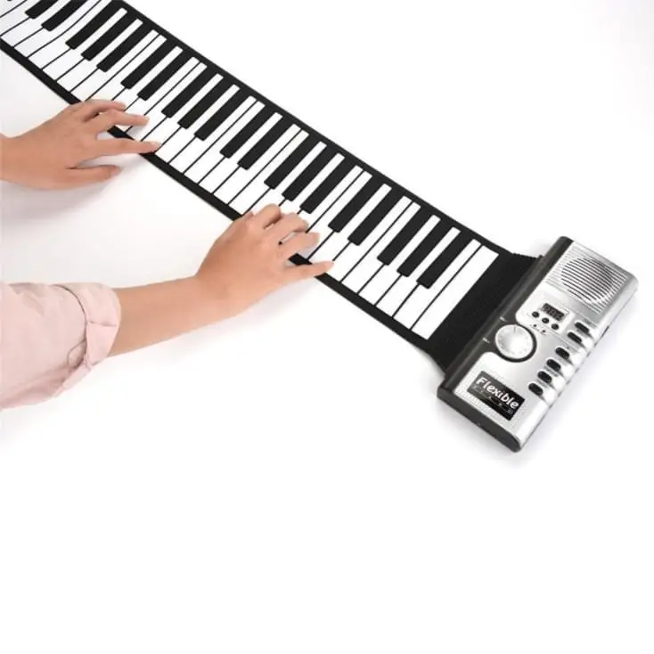 

61 keys roll up soft keyboard digital electric piano for kids entertainment toy musical instrument, Black