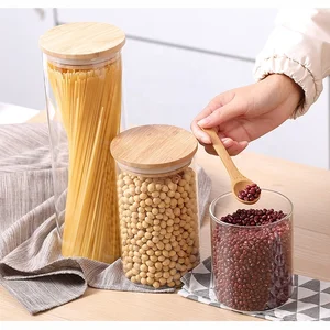 Superior Quality Glass Storage Jar with Wooden Lid and Tap for Fruit Glass Jar Glass Container Jars