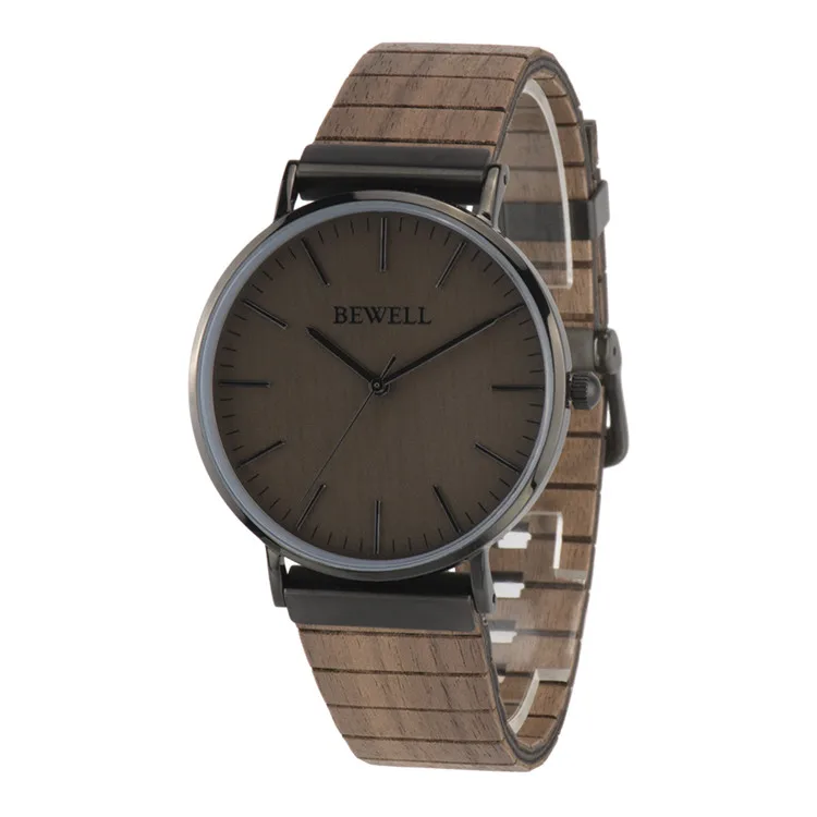 

Bewell Wholesale wood band stainless steel case gshock mens wooden wrist watch