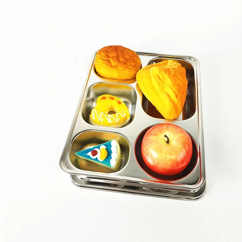 Canteen Utensils 304 Stainless Steel Food Box 5 Compartment Dinner