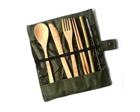 

Custom Portable Eco Friendly Reusable Cooking Bamboo Utensils Travel Cutlery Set Includes Reusable Spoon Fork Knife