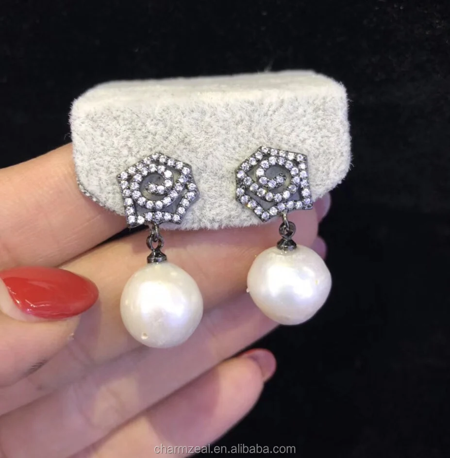 CZ-EMP0223 fashion unique earrings ear studs, knot earrings stud , baroque pearl earring design