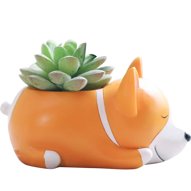 

Z 341Resin Craft flower vase cartoon dog gift for children succulent cute sleeping dogs flower Pot