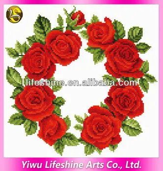 Hand Embroidery Flower Designs,Red Rose Cross-stitch ...
