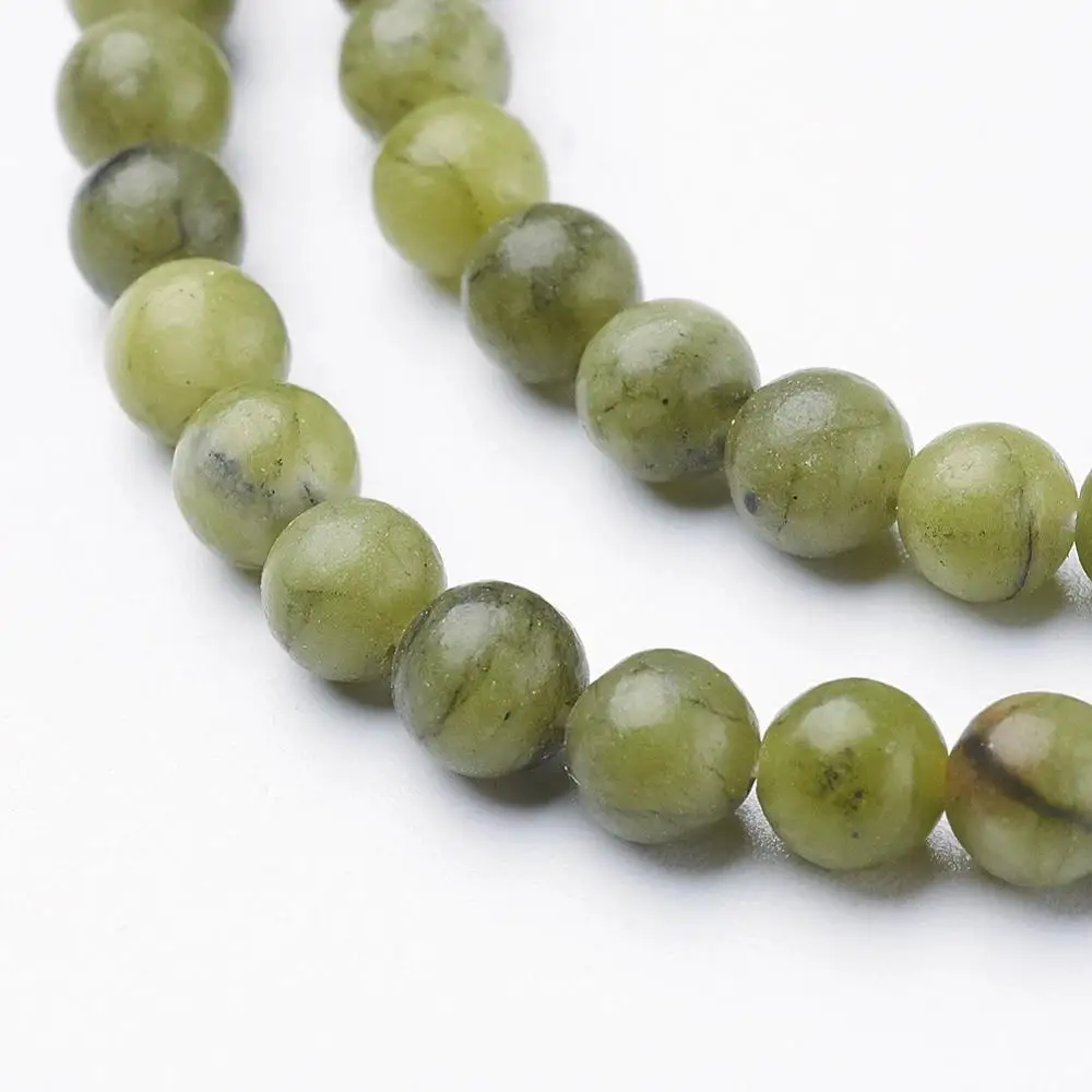 

PandaHall 4mm Natural Olive Round Goldenrod Taiwan Jade Gemstone Beads
