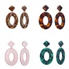Fashion cool colored long dangle oval acrylic geometric round stud earrings