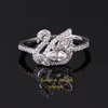Sevenajewelry SAR7004 925 Sterling Silver Cute Swan Ring for girls white gold plating with CZ diamond Size 5-10