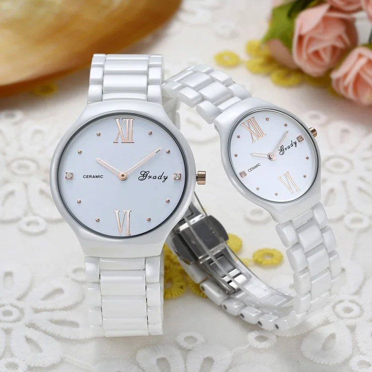 Couple Ceramic Watches with Imported Japan Quartz Movt Ceramic Band 30m Waterproof Ready to Ship