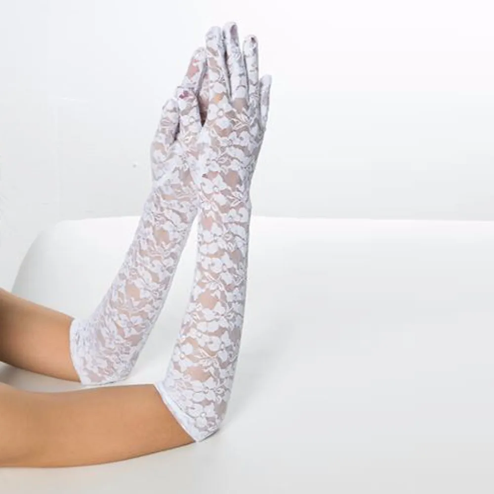 ladies white lace gloves