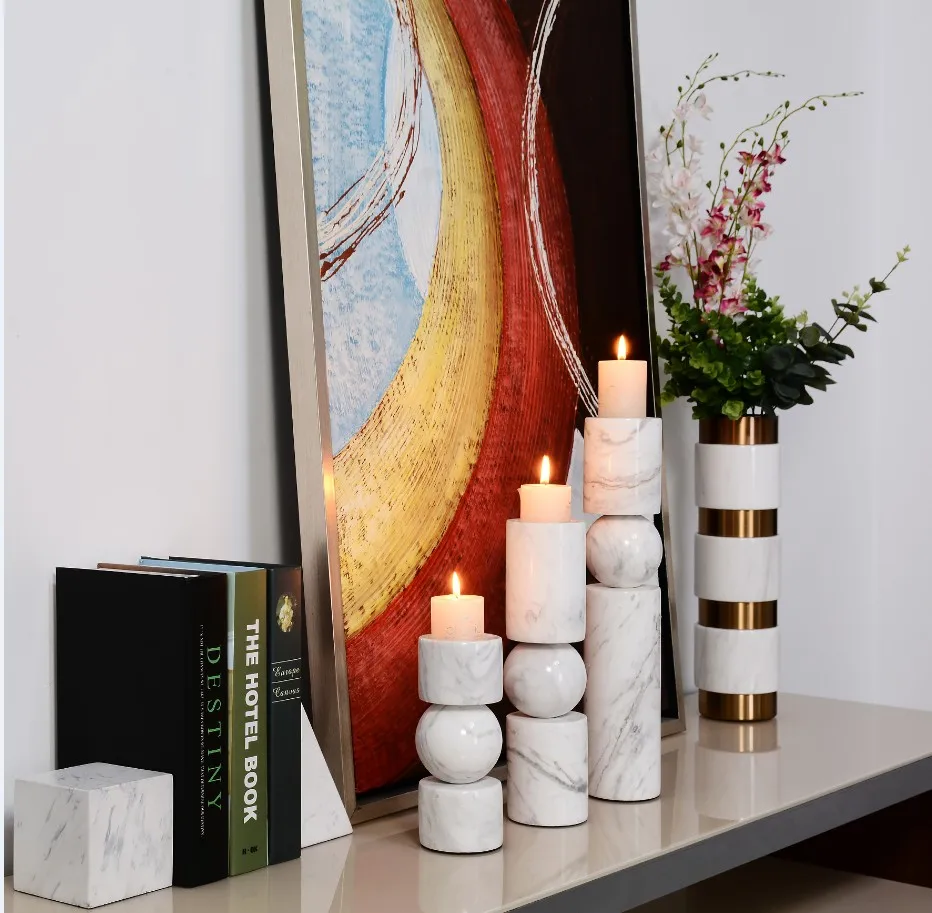 Marble Cylindrical Candle Holders candlestick