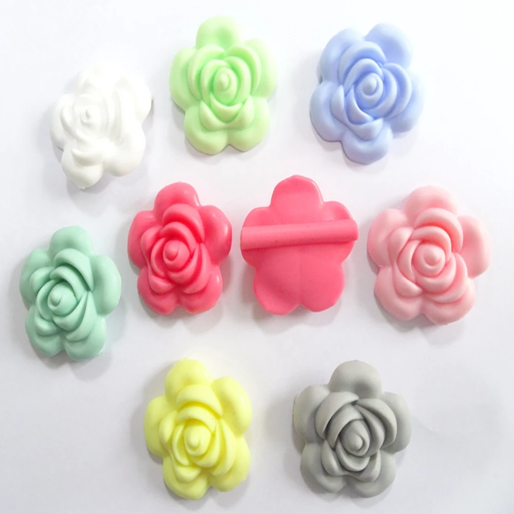 

Wholesale Factory Price FDA Silicone loose teeth beads Silicone Rose Flower Silicone beads teething, 8 colors