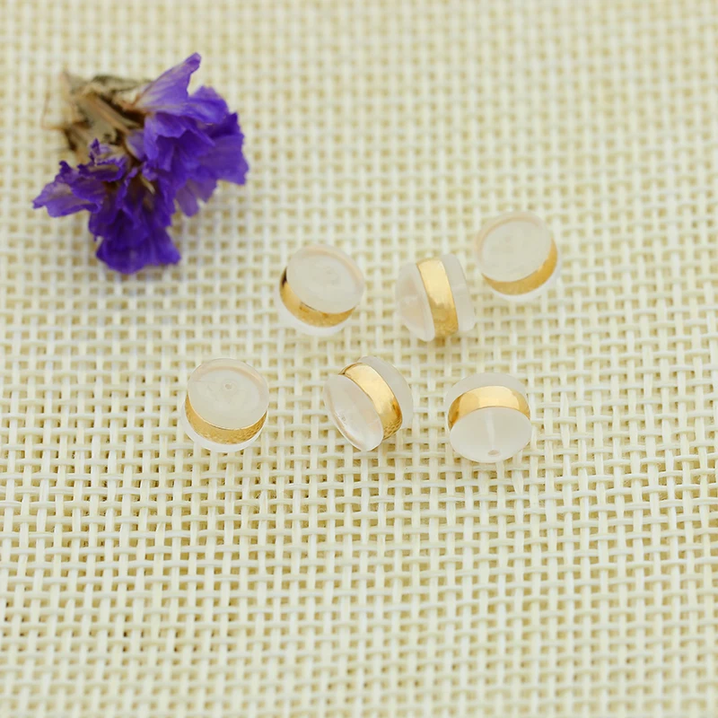 

Silicone transparent earring back with golden ring round earring back, Clear