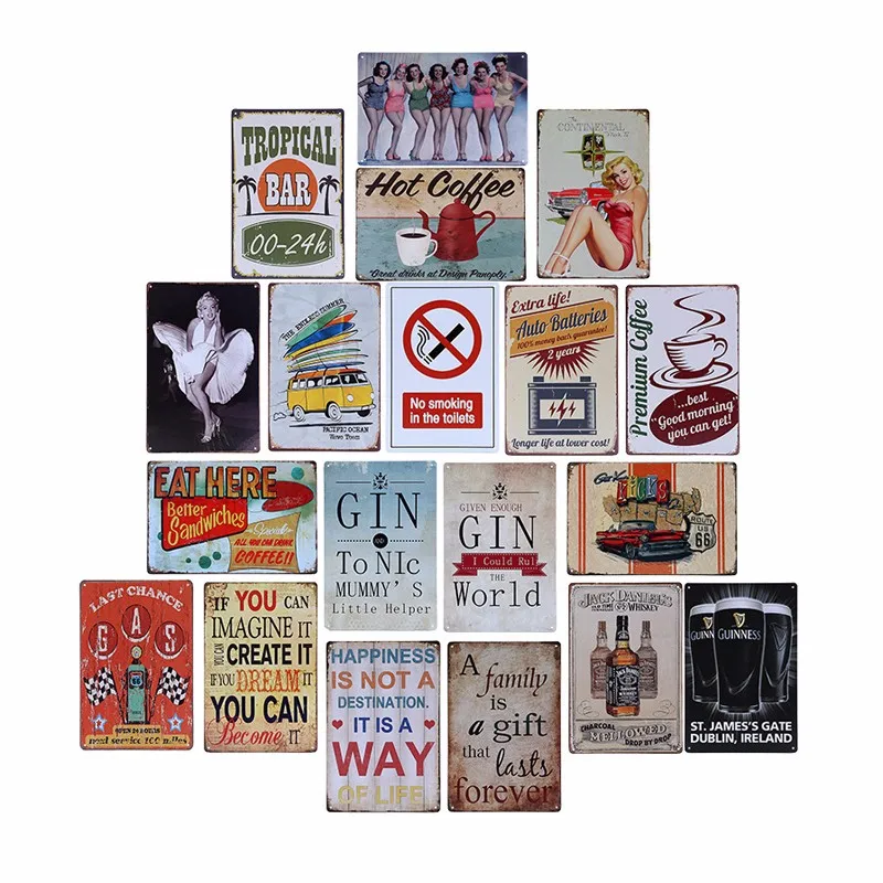 High Quality 20x30cm Vintage Retro Tin Signs Metal Tin For Club Wall ...