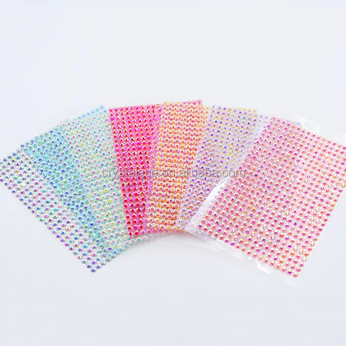 504 pcs 6mm Acrylic resin stones peel stick on self adhesive crystal jewel stickers for gift decoration