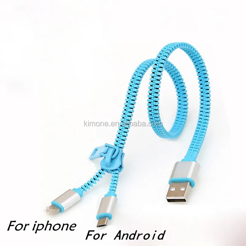 2017 new product 2 in 1 zipper usb data charging cable