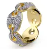 Men's Hiphop Pig Nose Ring High Quality 18k Gold Copper Iced Out AAA CZ Bling Bling Coffee Bean Ring Bulk Sale