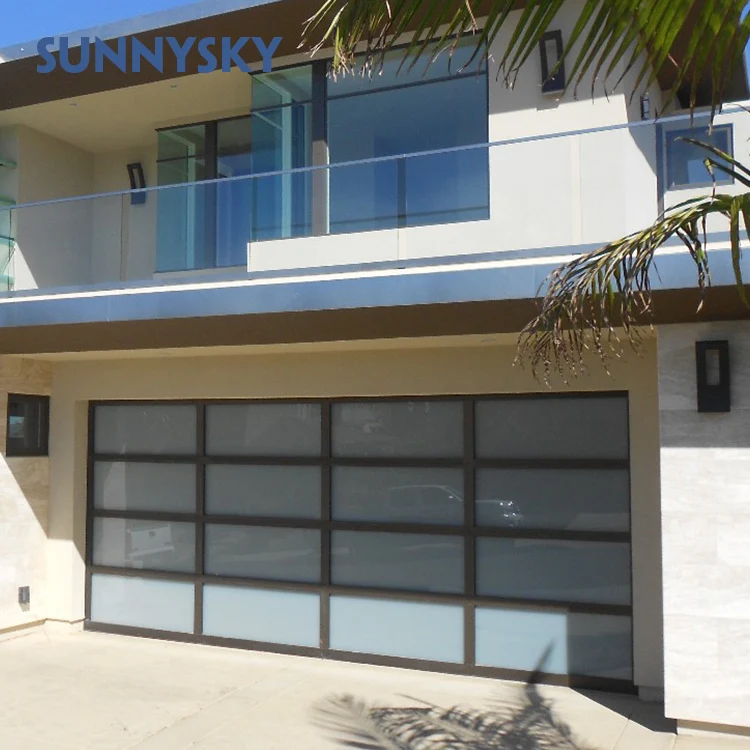 Custom Residential Automatic Black Aluminum Frameless Glass Garage Door