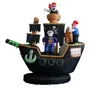 210cm/7ft air blown pirate boat with skeleton ghost inside who wear scarf for halloween inflatable