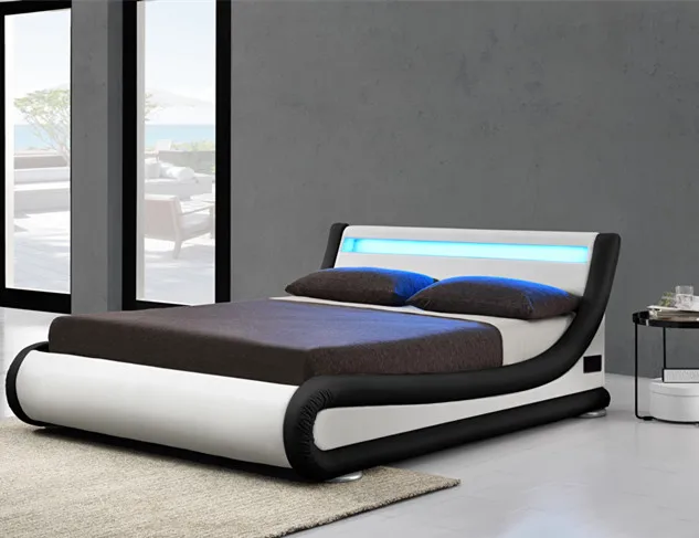 Italian design newest style LED leather PU bed