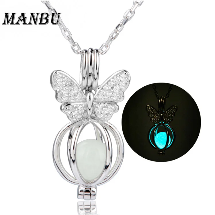

925 sterling silver Luminous cage pendant necklace jewelry JN7674-P, Customized