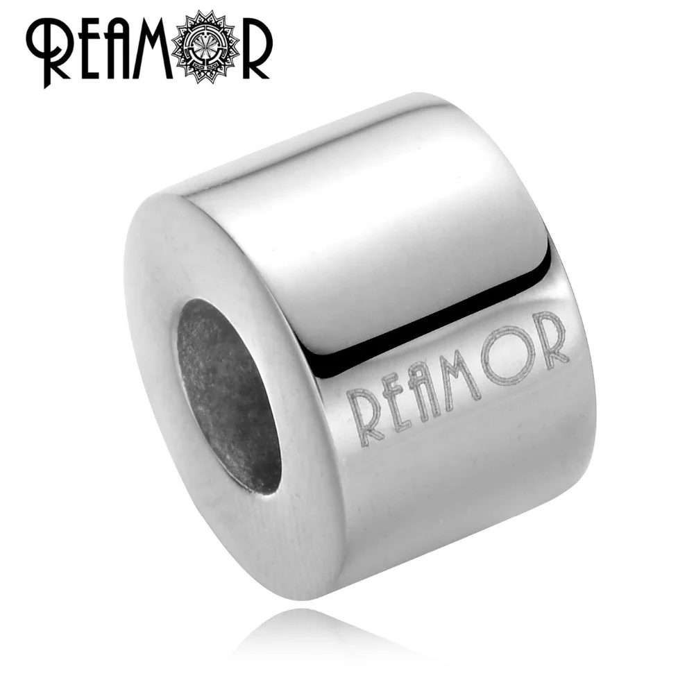 

REAMOR Customize Logo 316l Stainless Steel Big Hole Custom Spacer Bead