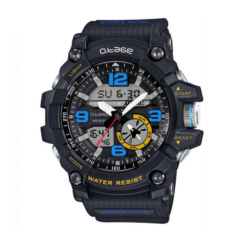 

otage new watches men wrist 2019 chronograph movement waterproof wristwatches outdoors digital sport watch, Black;red;blue...