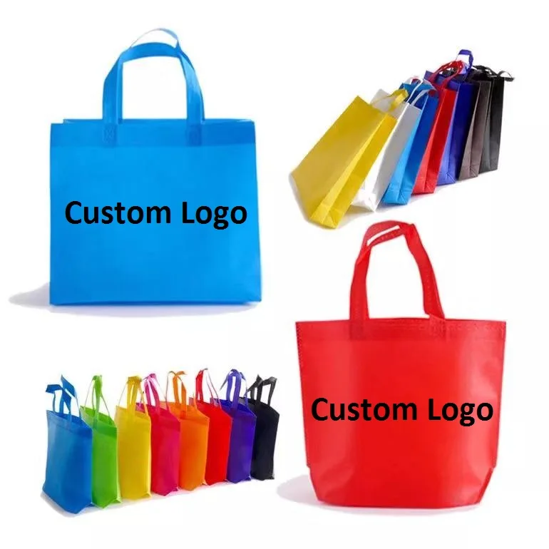 

2022 Eco Supermarket Foldable Tote Packaging Custom Reusable Non Woven Folding Shopping Bag, Different colors