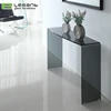 Grey Bending Glass Console Table with Curved Edge / Tall Glass Table