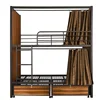 High quality double decker metal bedwholesale steel frame bed hostel wooden panel bunk bed