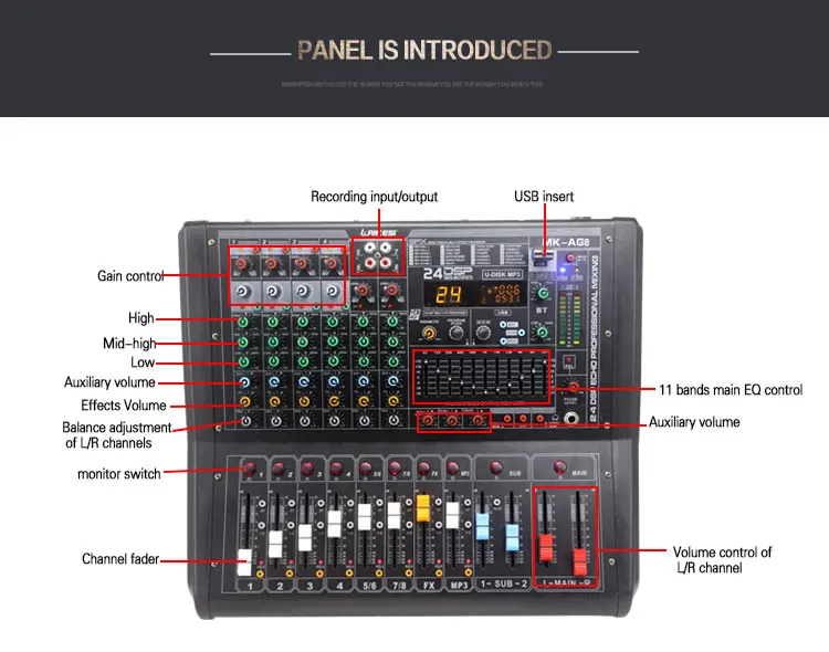 Best selling ampmixer sound mixer amplifier for professional audio system