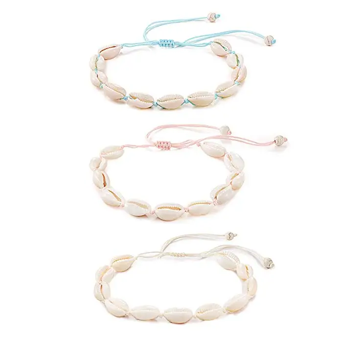 

Shangjie Natural Cowrie Shell Bracelets Handmade Boho White Seashell Bracelet Gifts for Women Teen Girls 3 Pcs, Shell bracelets for women