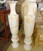 High polished Snow White Onyx big flower vase, chinese long vase