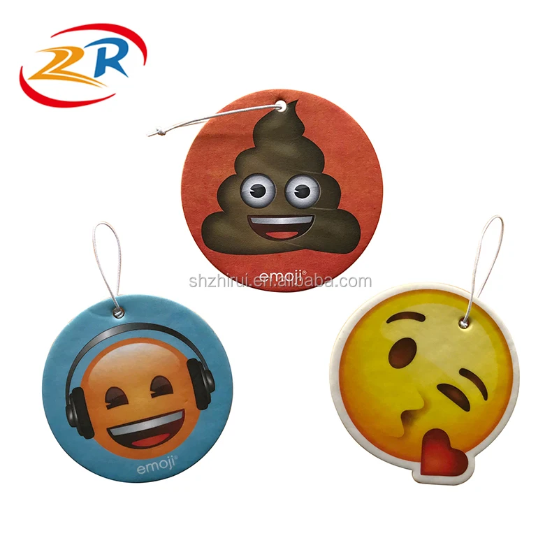Custom Emoticons Smiley Face Scented Paper Car Hanging Air Freshener